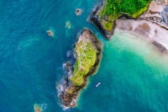 Aerial view of Polstreath Beach, Mevagissey, Cornwall,UK.