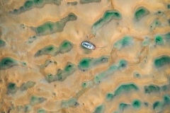 Aerial view of Doombar pools, Padstow, Cornwall, UK.