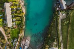 Aerial view of Hawkers Cove, Padstow, Cornwall, UK.