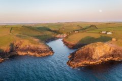 Aerial view of Port Quin, Cornwall, UK.