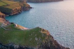 Aerial view of Port Quin, Cornwall, UK.