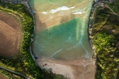 Aerial view of St Georges Cove, Padstow, Cornwall, UK.