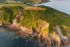 Aerial view of Grbben Head, Fowey, Cornwall, United Kingdom.