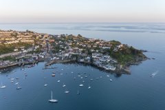 Aerial view of Fowey harbour and Polruan , Cornwall, UK.