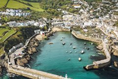 Aerial view of Mevagissey Harbour, Cornwall,UK.