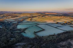 Aerial view of countryside, Bodmin Moor, Cardinham, Cornwall, uk