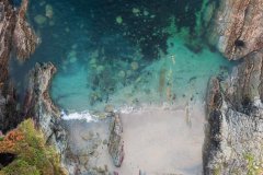 Aerial view of Talland Bay, Cornwall, UK.