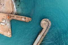 Aerial view of Charletown Harbour, Cornwall, UK.