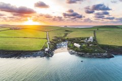 Aerial view of Hawkers Cove, Padstow, Cornwall, UK.