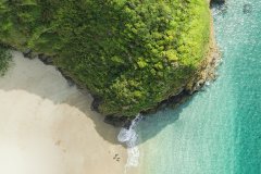 Aerial view of Lantic Bay, Fowey,Cornwall Uk.