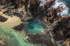 Aerial view of Porthcothan, Cornwall,UK.