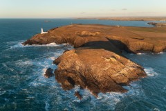 Aerial view of Trevose head Lighthouse, Padstow, Cornwall, UK.