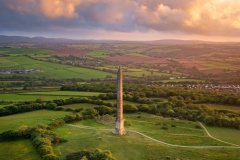 Aerial view of Bodmin Beacon, Bodmin, Cornwall, UK.