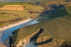 Aerial view of Poly Joke Beach, Cornwall, UK.