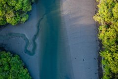 Aerail view of the river Fowey, Lerryn, Cornwall, UK.