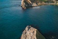 Aerial view of Luworth Cove, Dorset, UK.