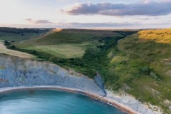 Aerial view of Chapmans Pool, Dorset, UK