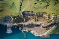 Aerial view of Dancing Ledges, Langton Matravers, Dorset, UK.