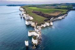 Aerial view of Old Harry Rocks, Studland, Dorset, United Kingdom