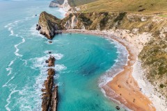Aerial view of Durdle Door, West Lulworth, Dorset, UK