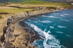 Aerial view of Kimmeridge Bay, Dorset, UK.