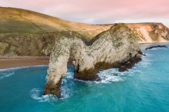 Aerial view of Durdle Door, West Lulworth, Dorset, UK
