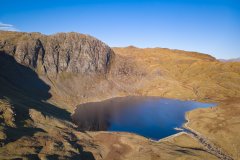 Aerial view of Stickle Tarn, Great Langdale, Lake District, Cumb