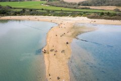 Aerial view of Lepe beach, Lepe, Hamphire,UK.