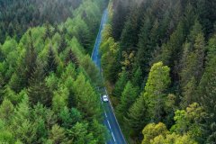 Aerial view of Snake Road, Snake woods, Peak District, Derby, De